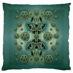 Tree In Golden Meditative Frames Large Cushion Case (Two Sides)