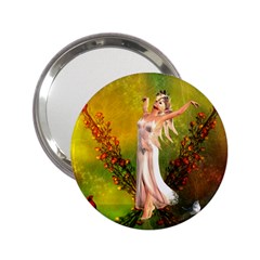 Beautiful Fairy With Wonderful Flowers 2 25  Handbag Mirrors by FantasyWorld7