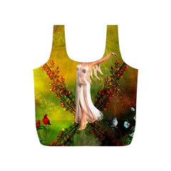 Beautiful Fairy With Wonderful Flowers Full Print Recycle Bag (s) by FantasyWorld7