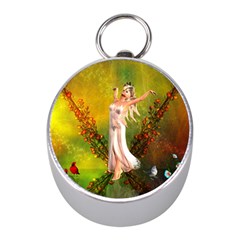 Beautiful Fairy With Wonderful Flowers Mini Silver Compasses by FantasyWorld7