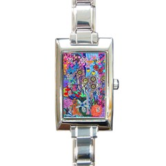 Abstract Forest  Rectangle Italian Charm Watch by okhismakingart