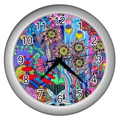 Abstract Forest  Wall Clock (silver) by okhismakingart