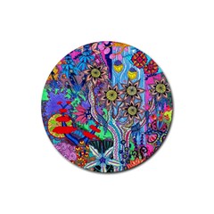 Abstract Forest  Rubber Round Coaster (4 Pack)  by okhismakingart