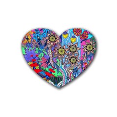 Abstract Forest  Rubber Coaster (heart)  by okhismakingart