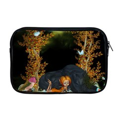 Cute Fairy With Awesome Wolf In The Night Apple Macbook Pro 17  Zipper Case by FantasyWorld7