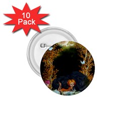 Cute Fairy With Awesome Wolf In The Night 1 75  Buttons (10 Pack) by FantasyWorld7