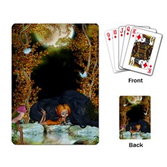 Cute Fairy With Awesome Wolf In The Night Playing Cards Single Design by FantasyWorld7