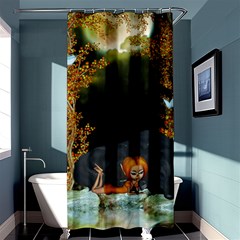 Cute Fairy With Awesome Wolf In The Night Shower Curtain 36  X 72  (stall)  by FantasyWorld7