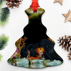 Cute Fairy With Awesome Wolf In The Night Ornament (christmas Tree)  by FantasyWorld7