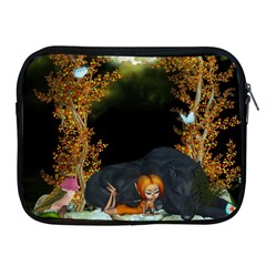 Cute Fairy With Awesome Wolf In The Night Apple Ipad 2/3/4 Zipper Cases by FantasyWorld7