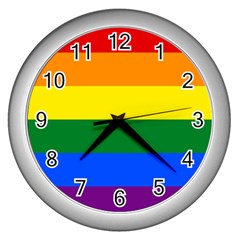 Lgbt Rainbow Pride Flag Wall Clock (silver)