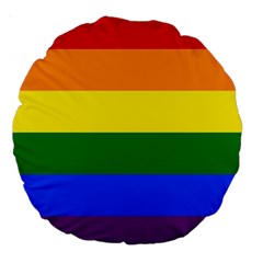 Lgbt Rainbow Pride Flag Large 18  Premium Round Cushions by lgbtnation