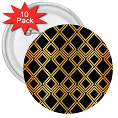 Arabic Pattern Gold And Black 3  Buttons (10 Pack)  by Nexatart