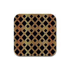 Arabic Pattern Gold And Black Rubber Square Coaster (4 Pack)  by Nexatart