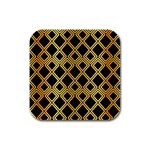 Arabic Pattern Gold And Black Rubber Square Coaster (4 pack)  Front