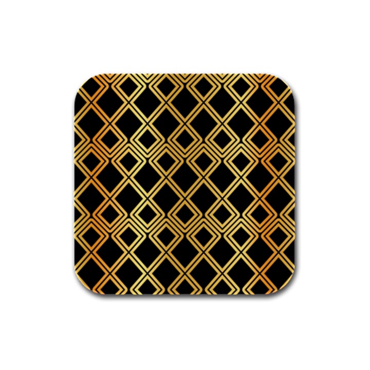 Arabic Pattern Gold And Black Rubber Square Coaster (4 pack) 