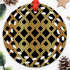 Arabic Pattern Gold And Black Round Filigree Ornament (two Sides) by Nexatart