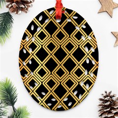 Arabic Pattern Gold And Black Oval Filigree Ornament (two Sides) by Nexatart