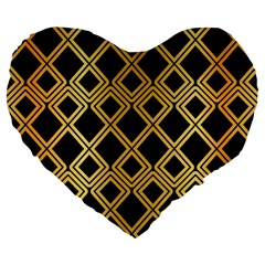 Arabic Pattern Gold And Black Large 19  Premium Flano Heart Shape Cushions by Nexatart