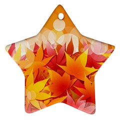 Autumn Background Maple Leaves Bokeh Ornament (star) by Nexatart