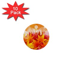 Autumn Background Maple Leaves Bokeh 1  Mini Buttons (10 Pack)  by Nexatart