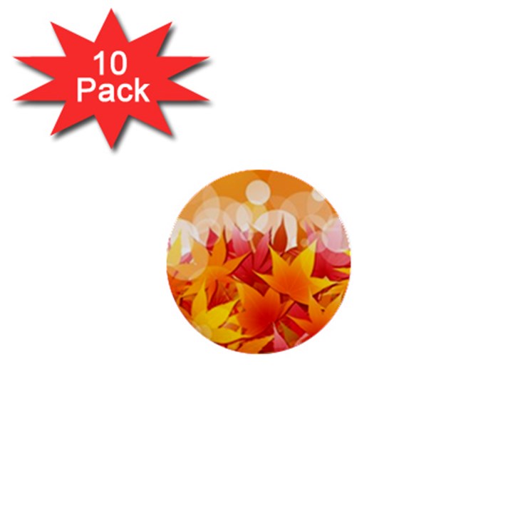 Autumn Background Maple Leaves Bokeh 1  Mini Buttons (10 pack) 