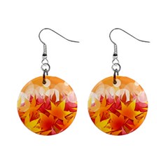 Autumn Background Maple Leaves Bokeh Mini Button Earrings by Nexatart