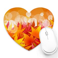 Autumn Background Maple Leaves Bokeh Heart Mousepads by Nexatart