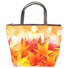 Autumn Background Maple Leaves Bokeh Bucket Bag