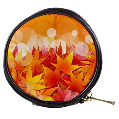 Autumn Background Maple Leaves Bokeh Mini Makeup Bag by Nexatart