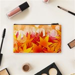 Autumn Background Maple Leaves Bokeh Cosmetic Bag (Small) Back