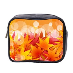 Autumn Background Maple Leaves Bokeh Mini Toiletries Bag (two Sides) by Nexatart