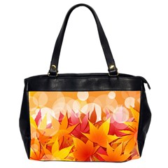 Autumn Background Maple Leaves Bokeh Oversize Office Handbag (2 Sides) by Nexatart