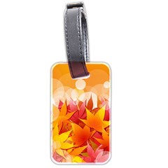 Autumn Background Maple Leaves Bokeh Luggage Tag (two Sides) by Nexatart