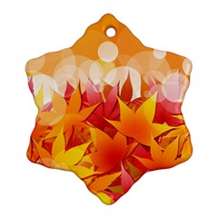 Autumn Background Maple Leaves Bokeh Ornament (snowflake) by Nexatart