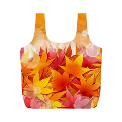 Autumn Background Maple Leaves Bokeh Full Print Recycle Bag (m) by Nexatart