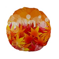 Autumn Background Maple Leaves Bokeh Standard 15  Premium Flano Round Cushions by Nexatart