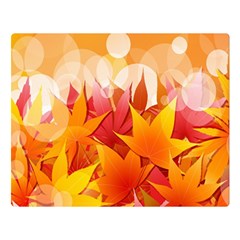 Autumn Background Maple Leaves Bokeh Double Sided Flano Blanket (large)  by Nexatart