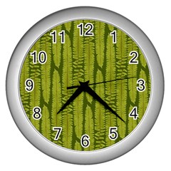 Fern Texture Nature Leaves Wall Clock (silver) by Nexatart