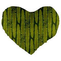 Fern Texture Nature Leaves Large 19  Premium Flano Heart Shape Cushions by Nexatart