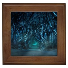 Trees Road Moonlight Avenue Framed Tiles by Nexatart