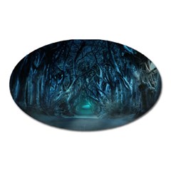 Trees Road Moonlight Avenue Oval Magnet by Nexatart