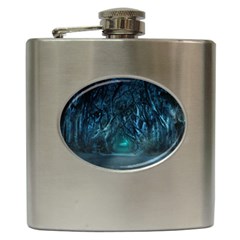 Trees Road Moonlight Avenue Hip Flask (6 Oz) by Nexatart