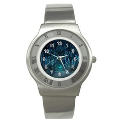 Trees Road Moonlight Avenue Stainless Steel Watch by Nexatart