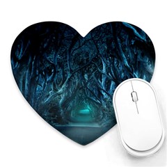 Trees Road Moonlight Avenue Heart Mousepads by Nexatart