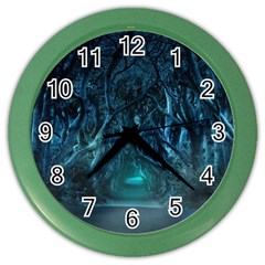 Trees Road Moonlight Avenue Color Wall Clock by Nexatart