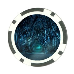 Trees Road Moonlight Avenue Poker Chip Card Guard by Nexatart