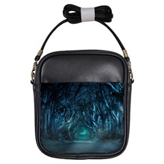 Trees Road Moonlight Avenue Girls Sling Bag by Nexatart