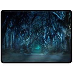 Trees Road Moonlight Avenue Fleece Blanket (large)  by Nexatart