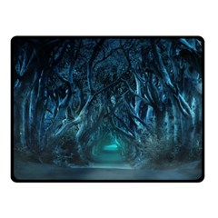 Trees Road Moonlight Avenue Fleece Blanket (small) by Nexatart